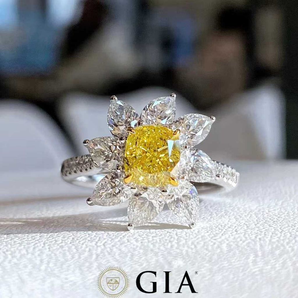 Fancy Vivid Yellow Diamond Ring