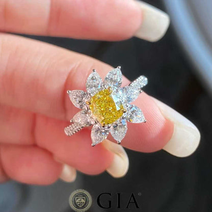 Fancy Vivid Yellow Diamond Ring
