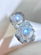 18K Pearl Diamond Earrings