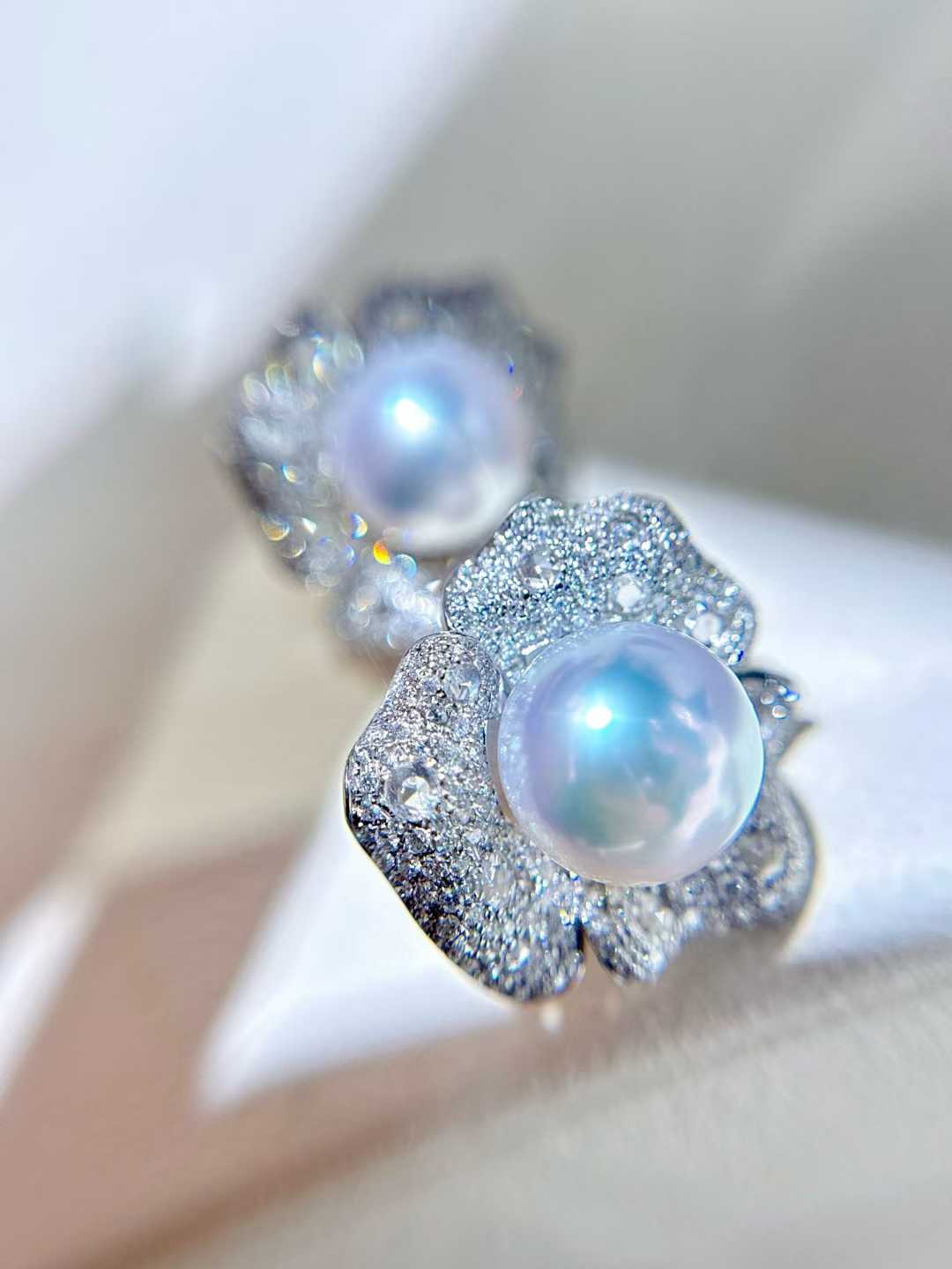 18K Pearl Diamond Earrings