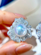 18K Pearl Diamond Earrings