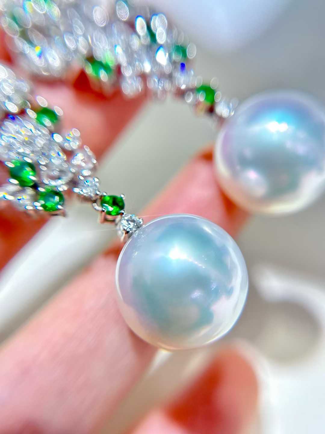 18K White Gold Australian "Venus" Pearl & Diamond Earrings