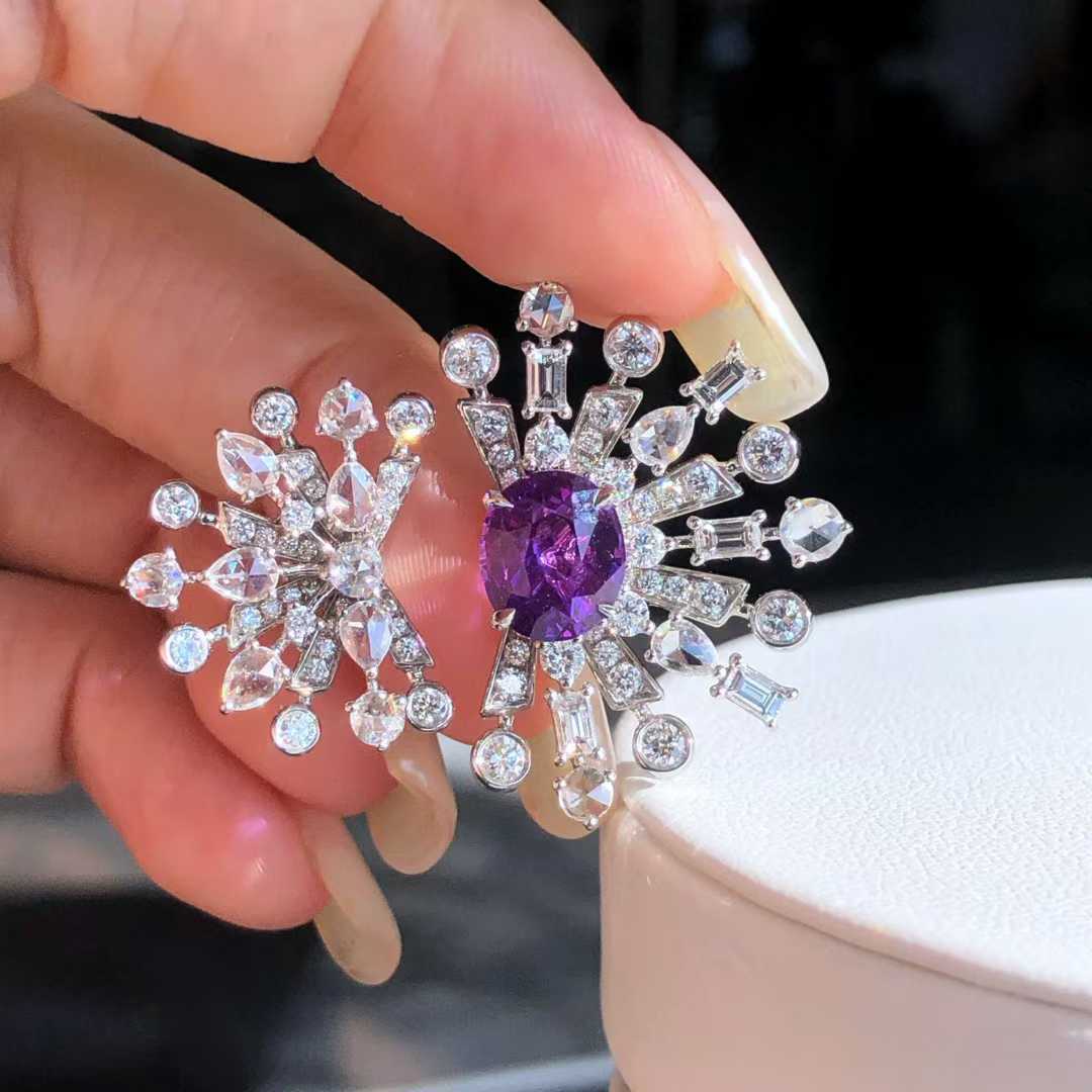 Intense Violet Sapphire Diamond Cocktail Ring