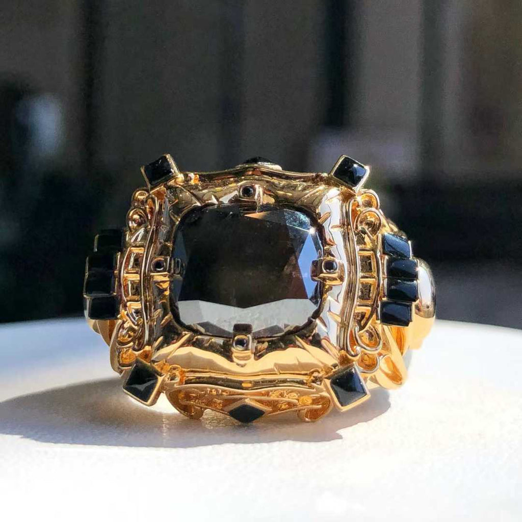 8CT Natural Black Diamond Men's Ring GIA Certified