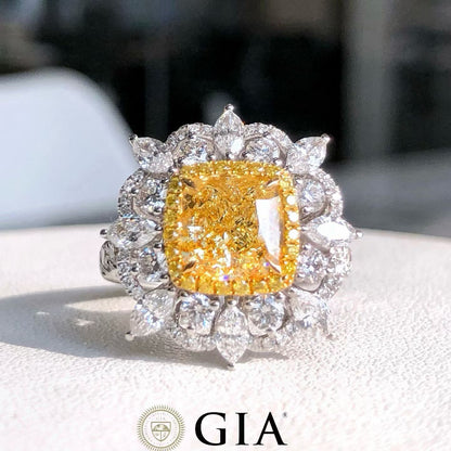 2.51 Carat Fancy Yellow Diamond Ring