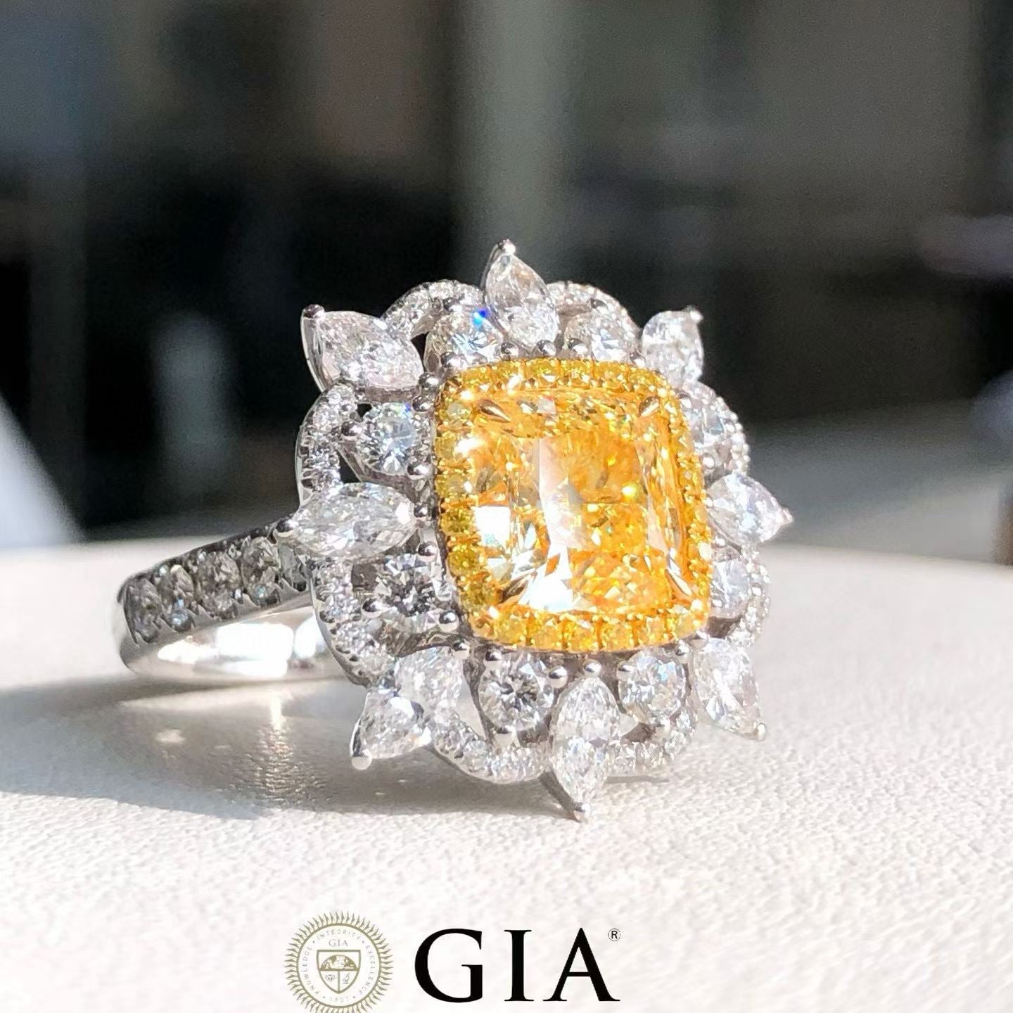 2.51 Carat Fancy Yellow Diamond Ring