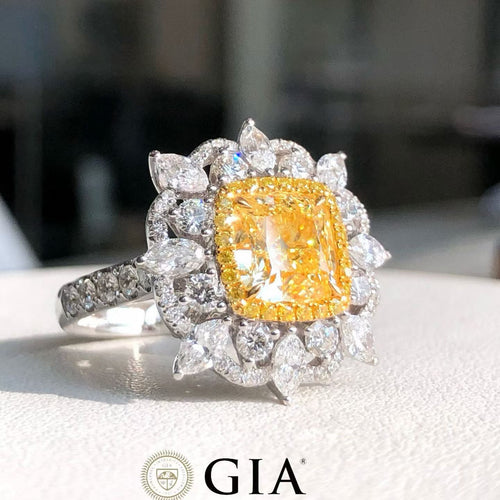 2.51 Carat Fancy Yellow Diamond Ring