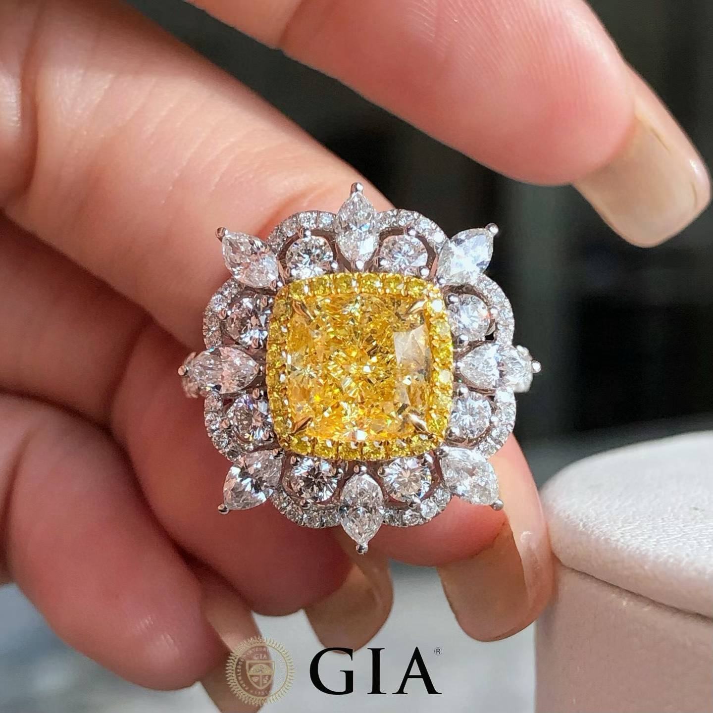 2.51 Carat Fancy Yellow Diamond Ring