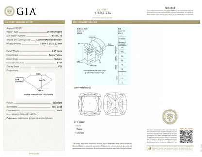 2.51 Carat Fancy Yellow Diamond Ring