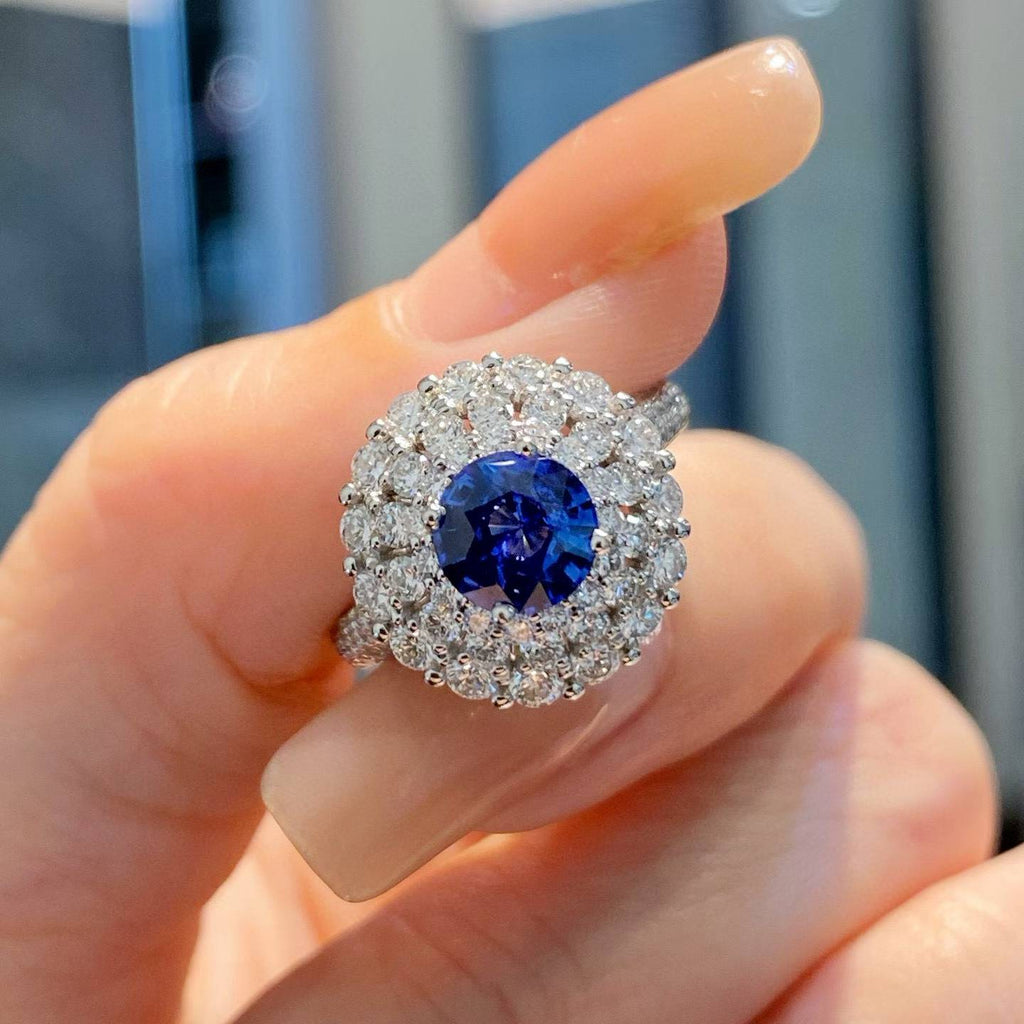 Royal Blue Sapphire Diamond Ring