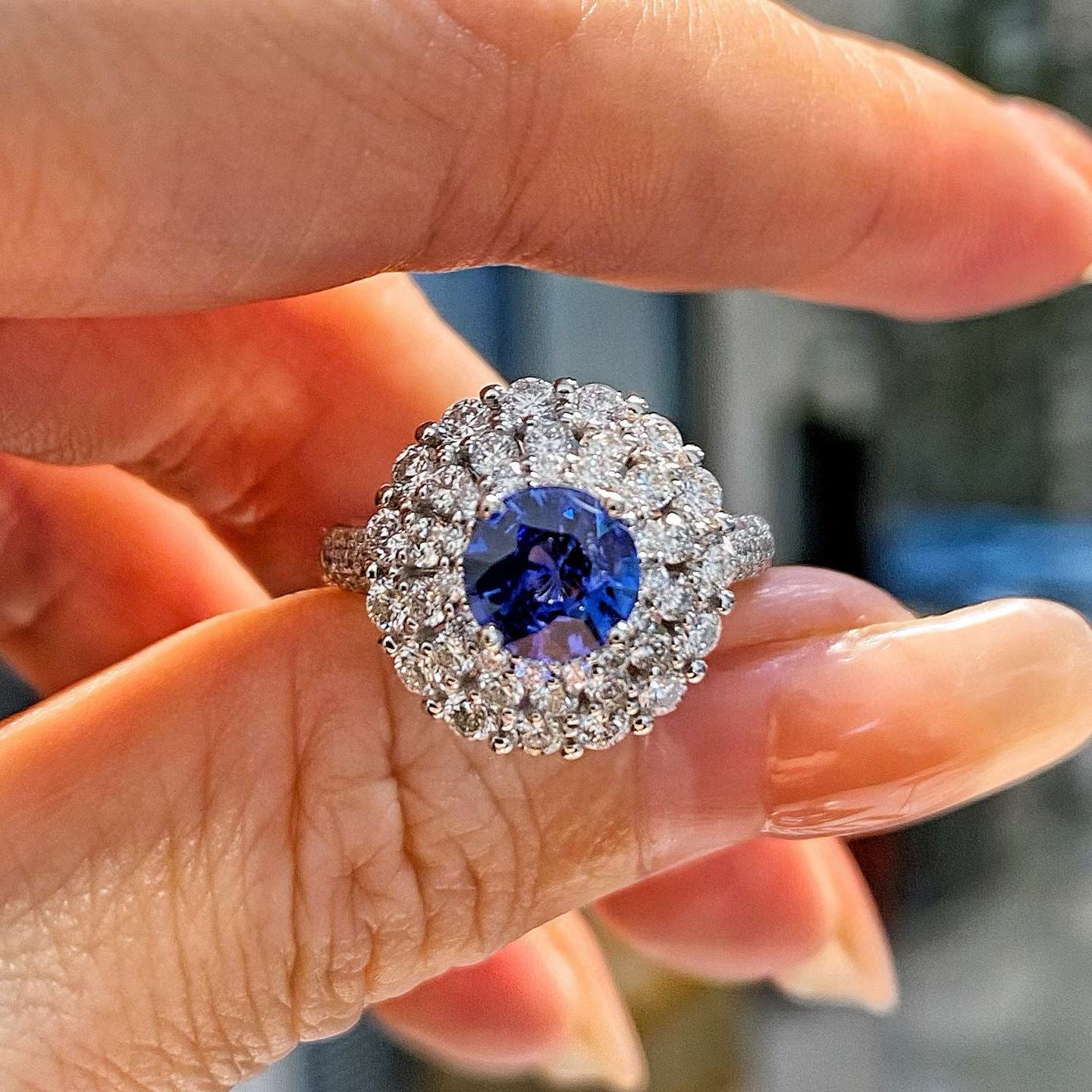 Royal Blue Sapphire Diamond Ring