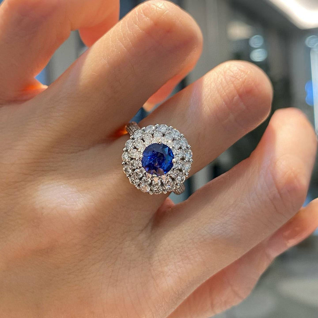 Royal Blue Sapphire Diamond Ring