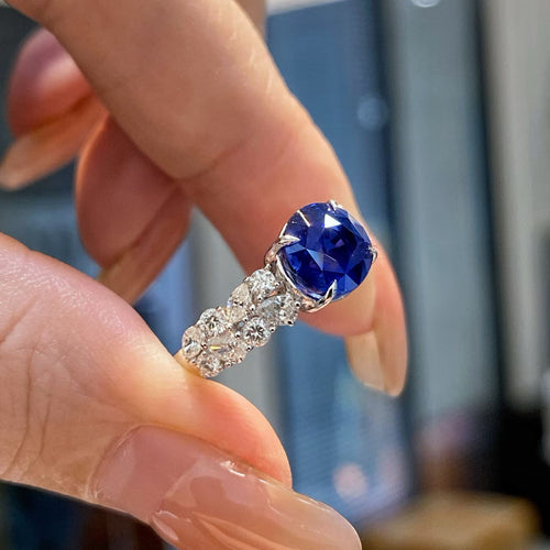 2.51ct Royal Blue Sapphire Diamond Ring