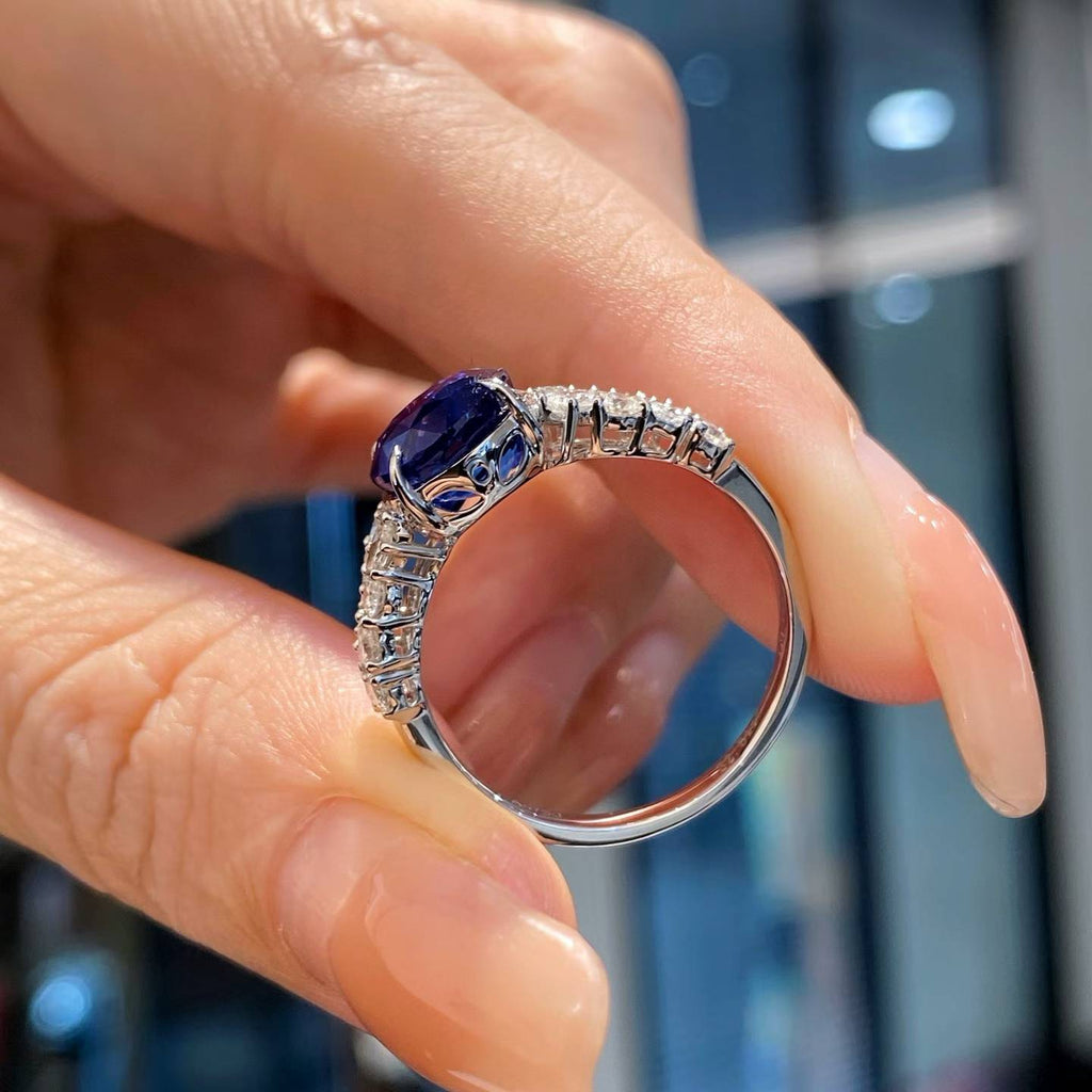 2.51ct Royal Blue Sapphire Diamond Ring