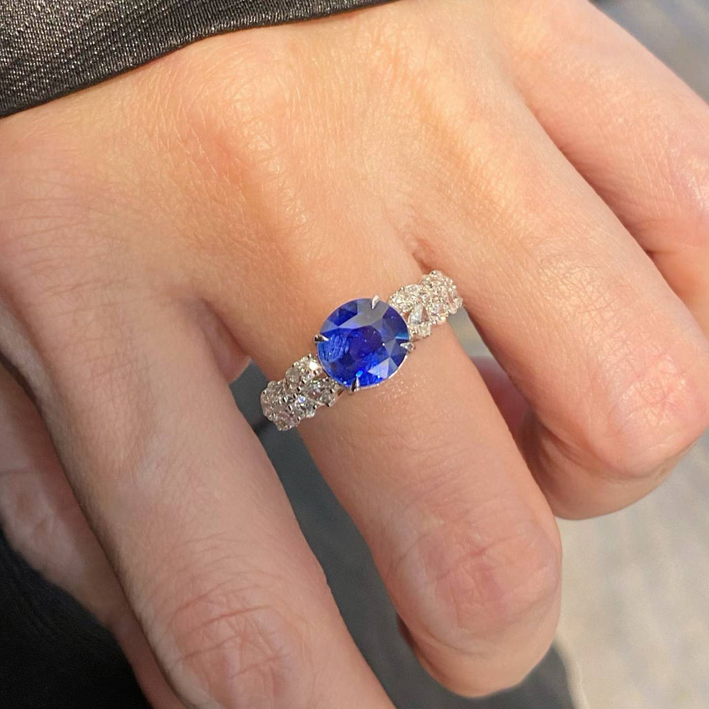 2.51ct Royal Blue Sapphire Diamond Ring
