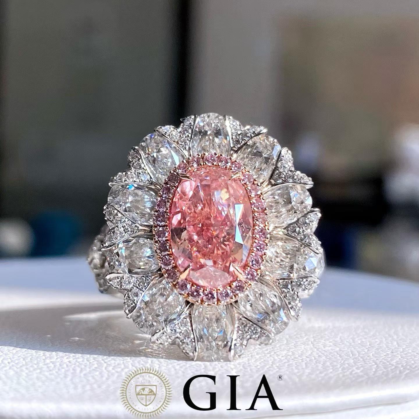 3.00 Carat Orange Pink Diamond Ring
