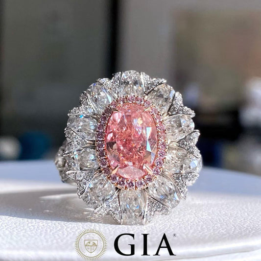 3.00 Carat Orange Pink Diamond Ring