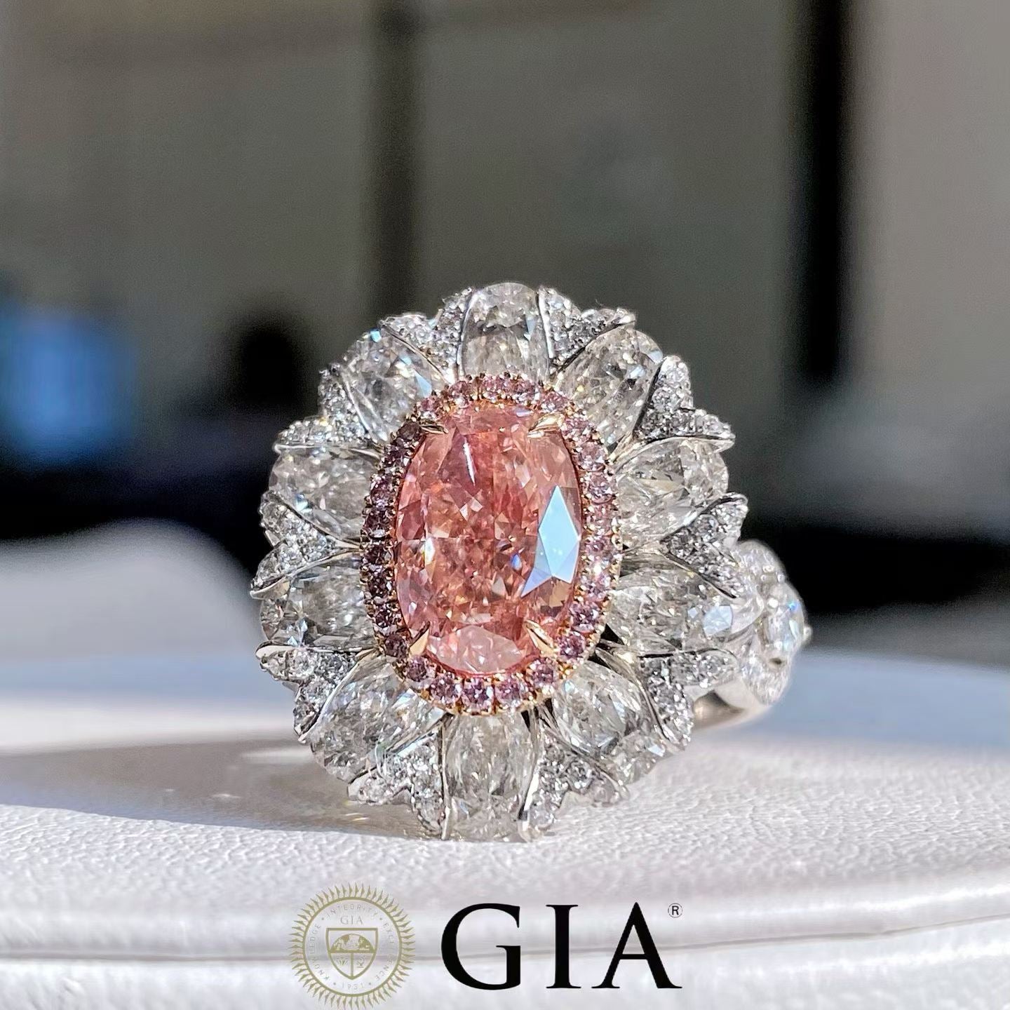 3.00 Carat Orange Pink Diamond Ring