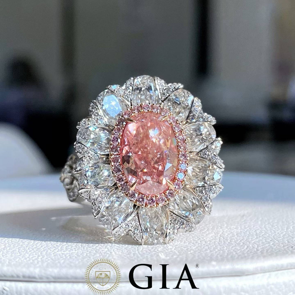 3.00 Carat Orange Pink Diamond Ring