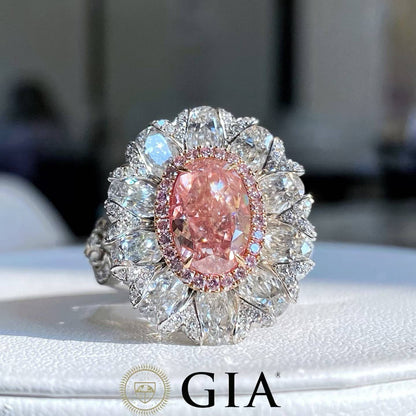 3.00 Carat Orange Pink Diamond Ring