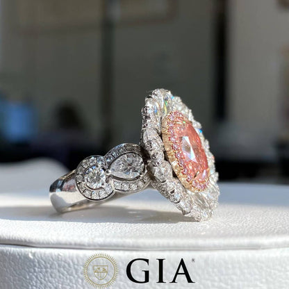 3.00 Carat Orange Pink Diamond Ring