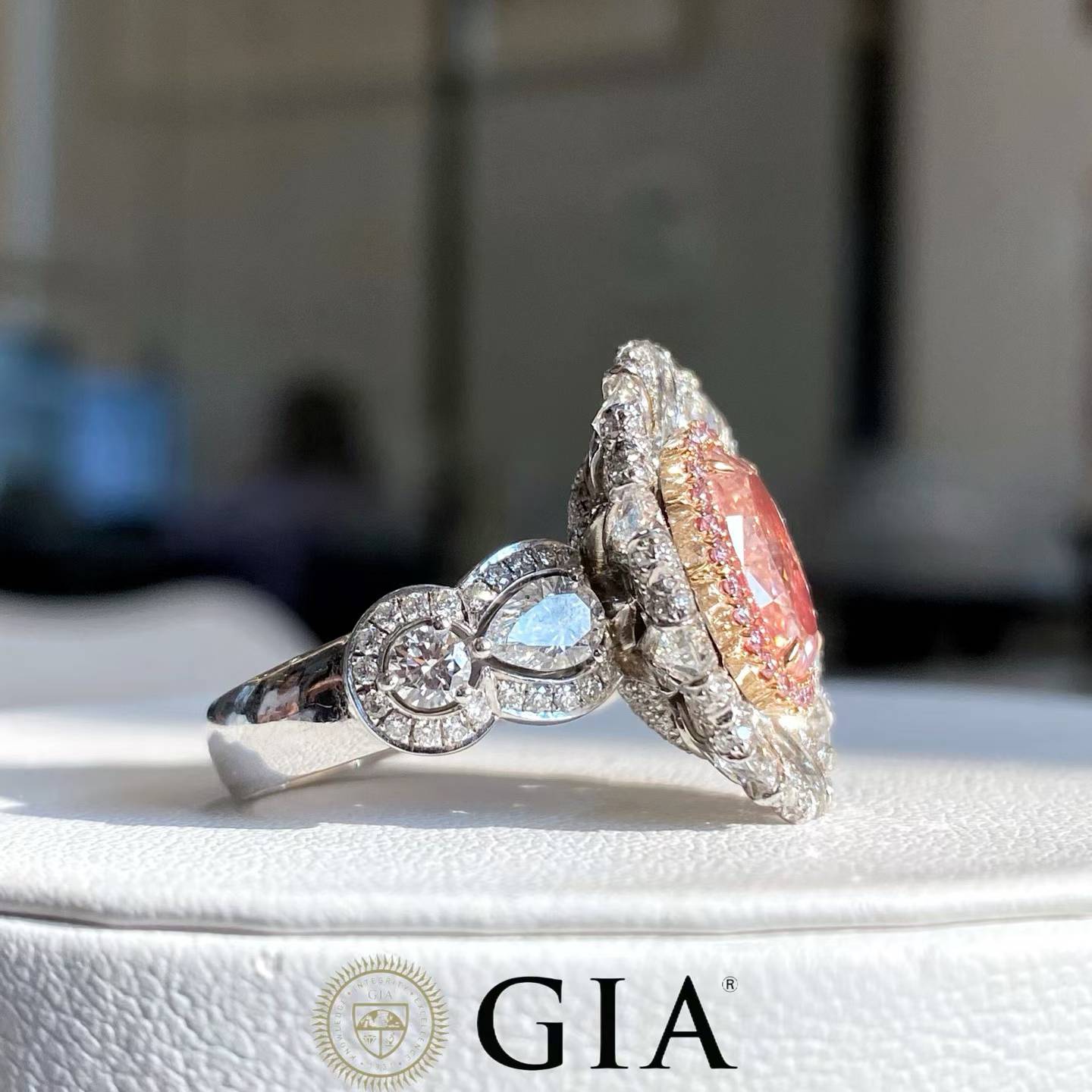 3.00 Carat Orange Pink Diamond Ring
