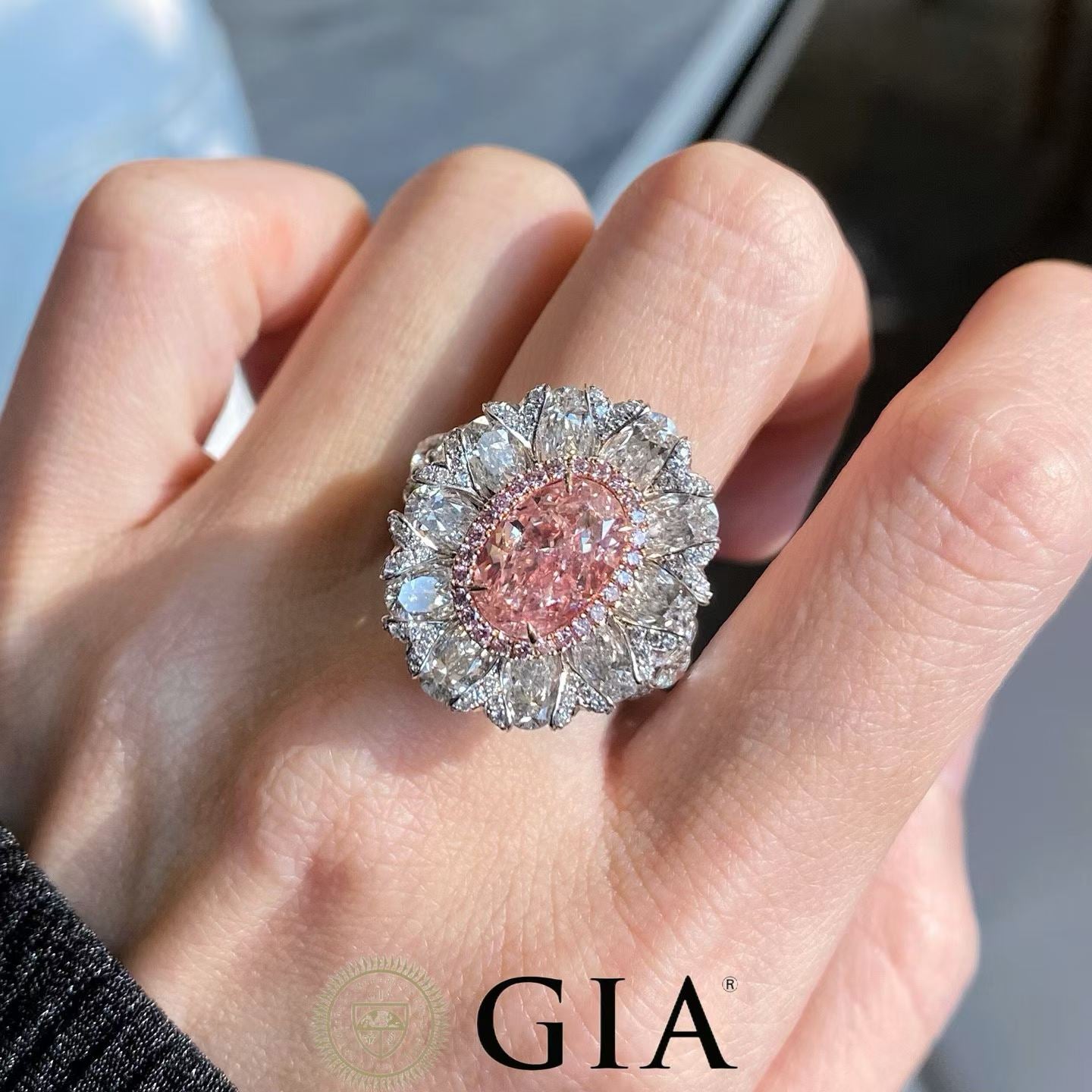 3.00 Carat Orange Pink Diamond Ring