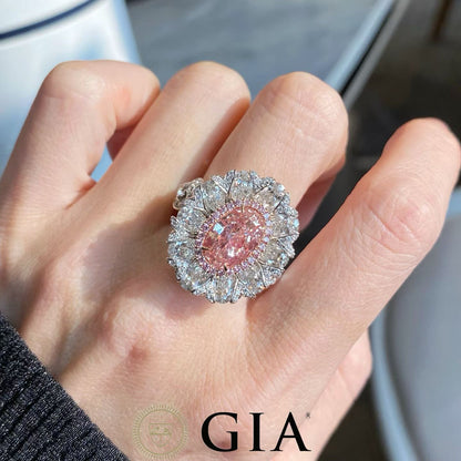 3.00 Carat Orange Pink Diamond Ring