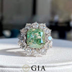 GIA 5.01ct Green Diamond Ring with 2.33ct Round White Diamonds
