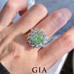 GIA 5.01ct Green Diamond Ring with 2.33ct Round White Diamonds