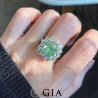GIA 5.01ct Green Diamond Ring with 2.33ct Round White Diamonds