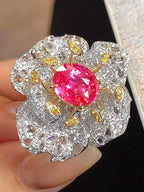 GRS Certified 2.60ct Padparadscha Sapphire Flower Cocktail Ring