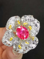 GRS Certified 2.60ct Padparadscha Sapphire Flower Cocktail Ring