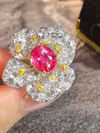 GRS Certified 2.60ct Padparadscha Sapphire Flower Cocktail Ring