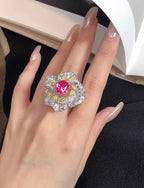 GRS Certified 2.60ct Padparadscha Sapphire Flower Cocktail Ring