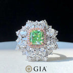 GIA 2.02ct Fancy Yellow-Green Diamond Halo Ring