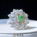GIA 2.02ct Fancy Yellow-Green Diamond Halo Ring