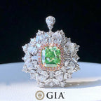 GIA 2.02ct Fancy Yellow-Green Diamond Halo Ring