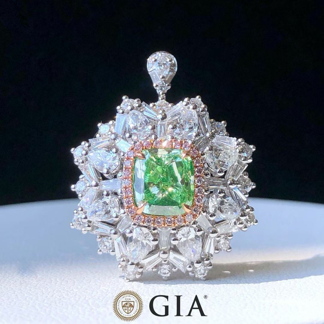 GIA 2.02ct Fancy Yellow-Green Diamond Halo Ring