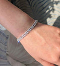 Marquise-shaped white diamond double-row bracelet in white gold, 4.78 carats