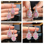 Pink Diamond Drop Earrings, GIA Certified in 18K Gold