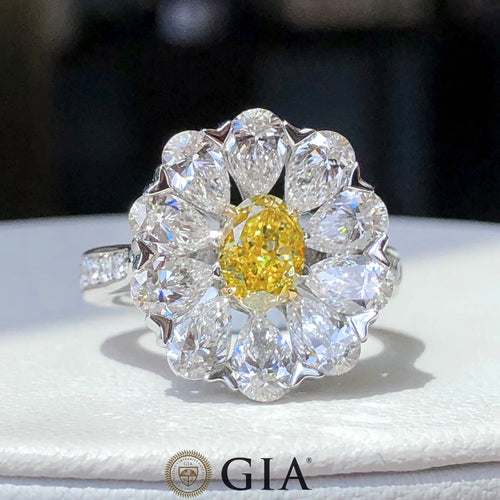 “Oval yellow diamond ring from Eze Jewelry”