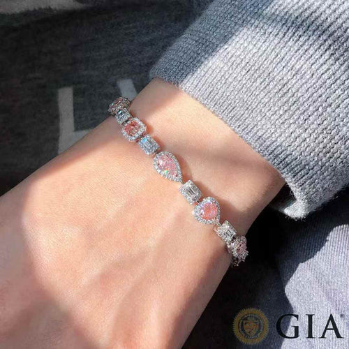 Pink Diamond Bracelet with 10 GIA-Certified Pink Diamonds, 5 Carats Total, Elegant Design