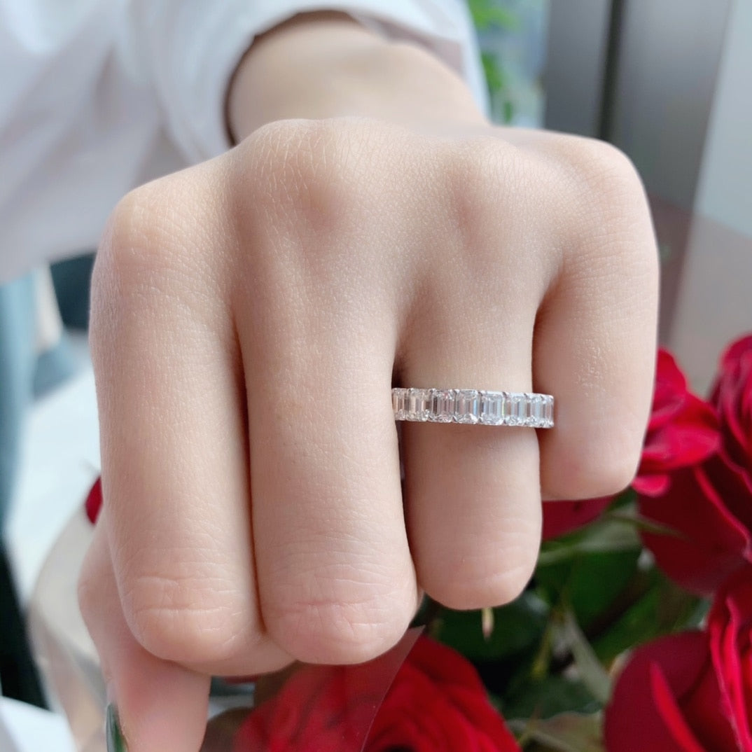 4.20 ct. Emerald-Cut Diamond Eternity Band in 18k