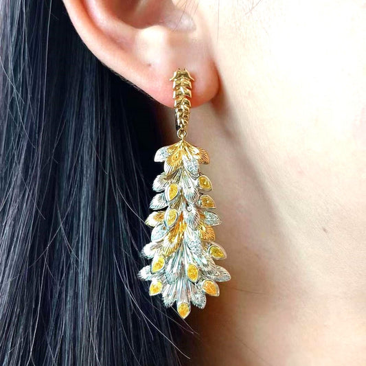 Feather Diamond Earring