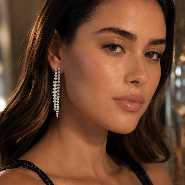 Diamond Dangle Earrings in 18K White Gold