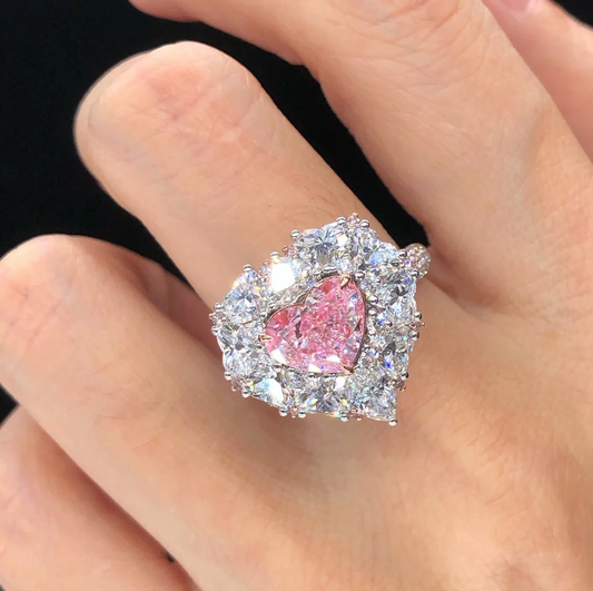 Rare GIA Pink Heart Diamond Ring