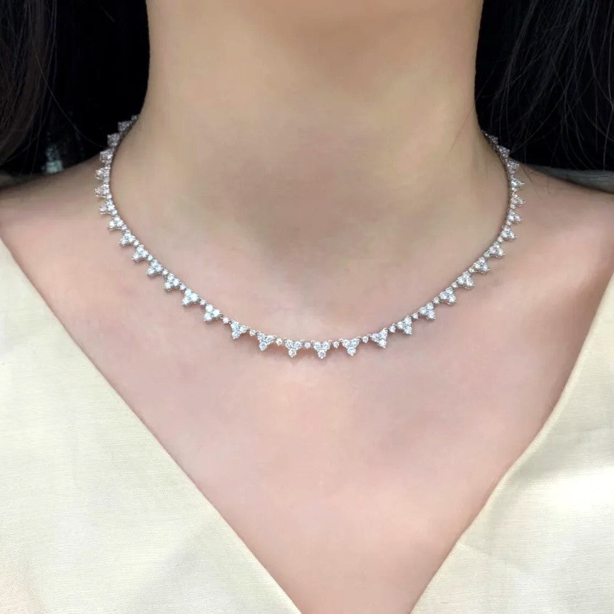 5.33 Carat Natural Diamond Tennis Necklace in 18k white gold