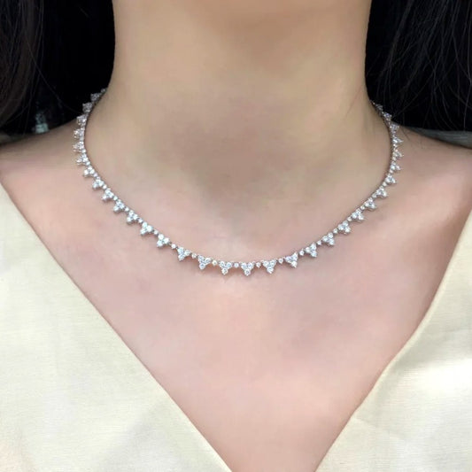 5.33 Carat Natural Diamond Tennis Necklace in 18k white gold
