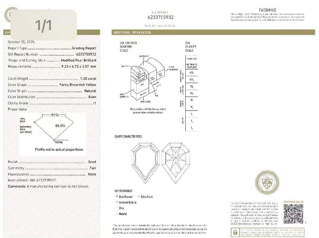 1.00 Carat Fancy Brownish Yellow Diamond Kite Ring with Pear Halo
